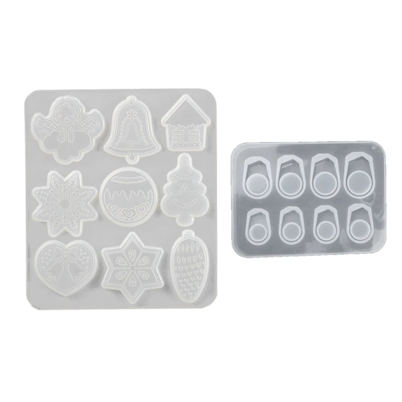 

2 шт. Снежинка лося кулон брелок ювелирные изделия смолы силиконовые формы с Коллекция делает кольцо ювелирные изделия кулон пресс-форм