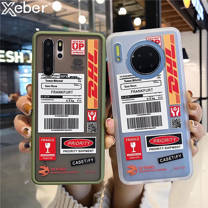 Матовый Прозрачный чехол с надписью DHL для Huawei P40 Mate 30 20 P30 Pro P20 Honor V30 8X 10 Lite Nova 6 SE 5 5T