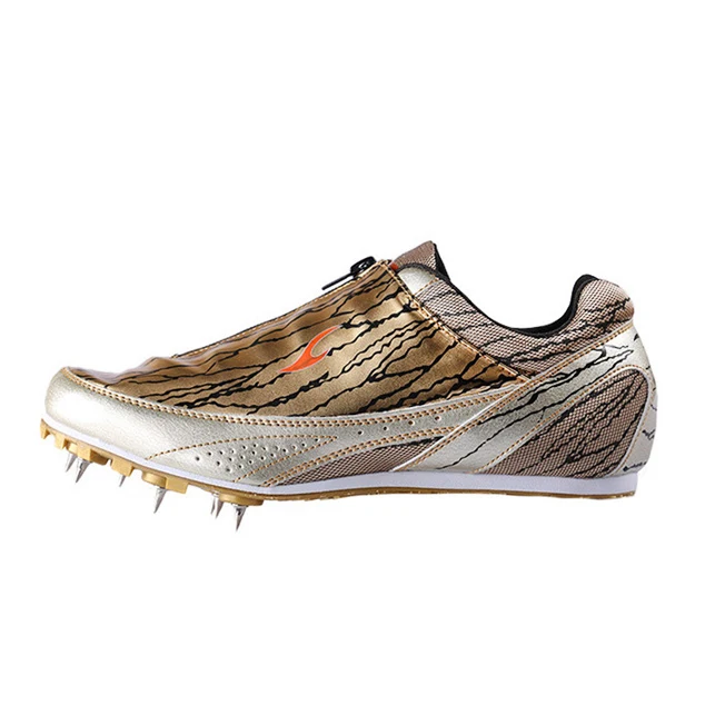 Gold Plus Size 35-45 Track Spikes Shoes for Men Women Athletics Spike Shoes Running Sneakers Unisex Field Sneakers - Color: Gold