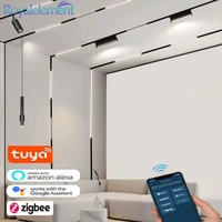 smart led magnetic track light dimmable 48v pendant spot lamp magnet flexible fixture rail modern tuya zigbee design system 2m