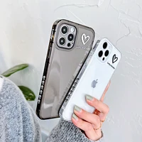 simple cute love heart transparent phone case for iphone 11 12 pro x xr xs max 7 8 plus se 2020 shockproof soft silicone cover