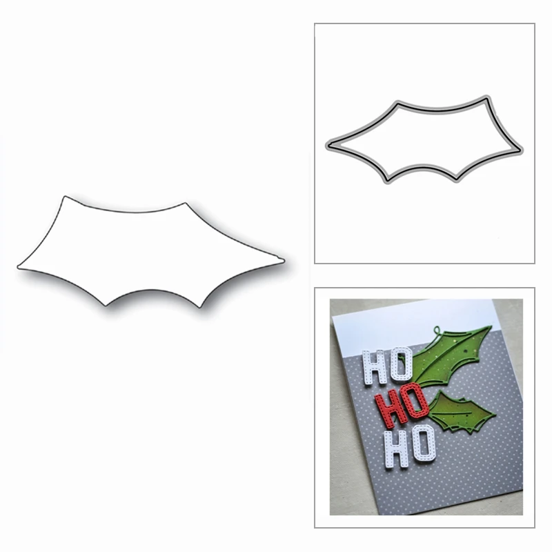 

2020 Новый рождественский большой лист Холли Контурные металлические Вырубные штампы для скрапбукинга и изготовления карт Декор тиснение ре...