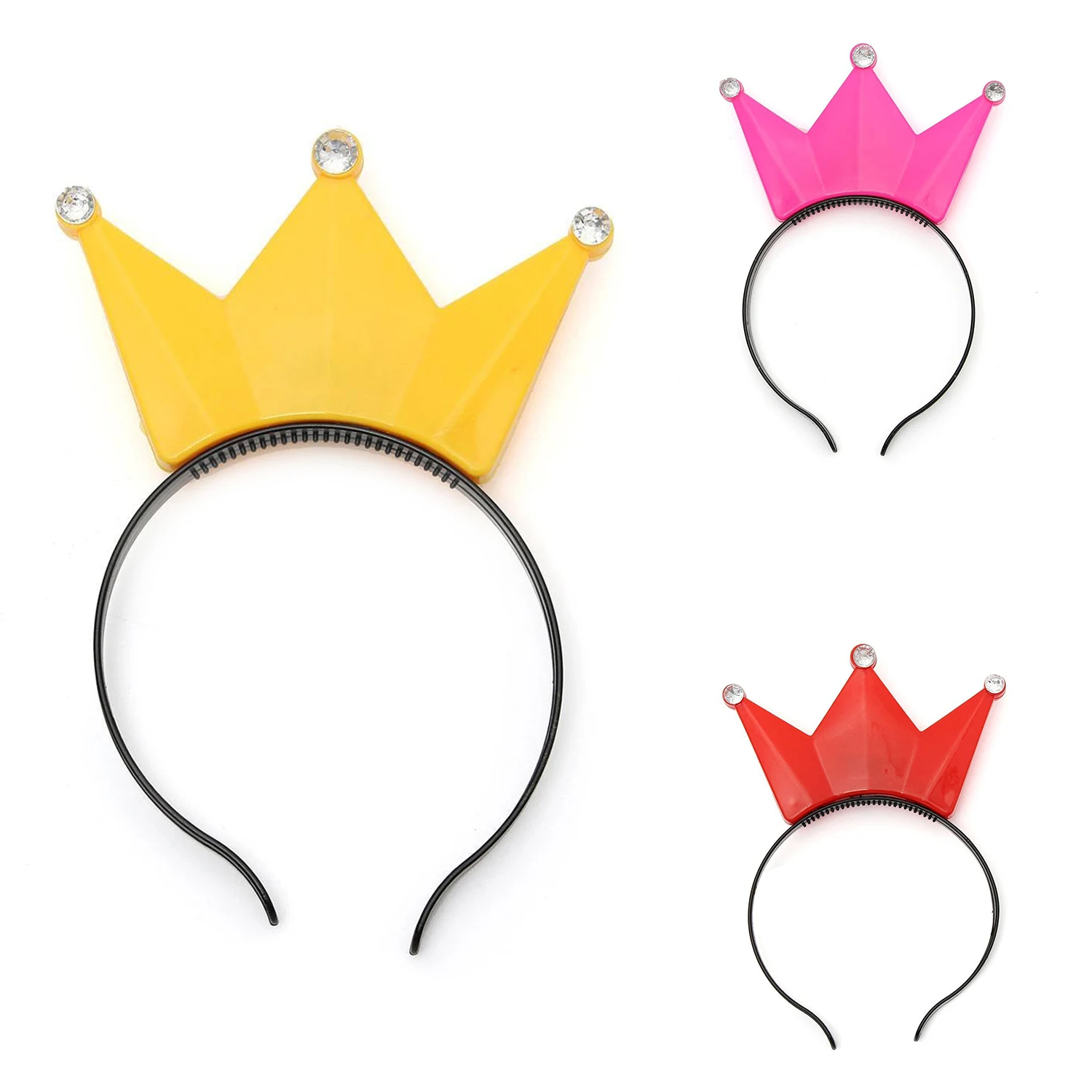 

1pcs LED Flashing Diadem Crown hair band Christmas Birthday Party Prince Princess King Decoration pink