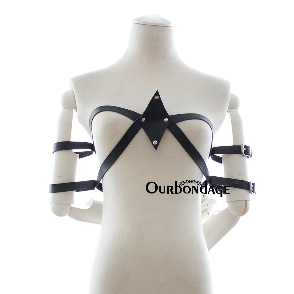 Ourbondage Горячая Для женщин жгут бондаж из PU искусственной кожи с бриллиантами и