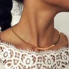 Женское золотистое ожерелье-чокер с плоскими лезвиями в стиле панк, сексуальное ожерелье-ювелирное изделие, цепь в виде змеи, подарок