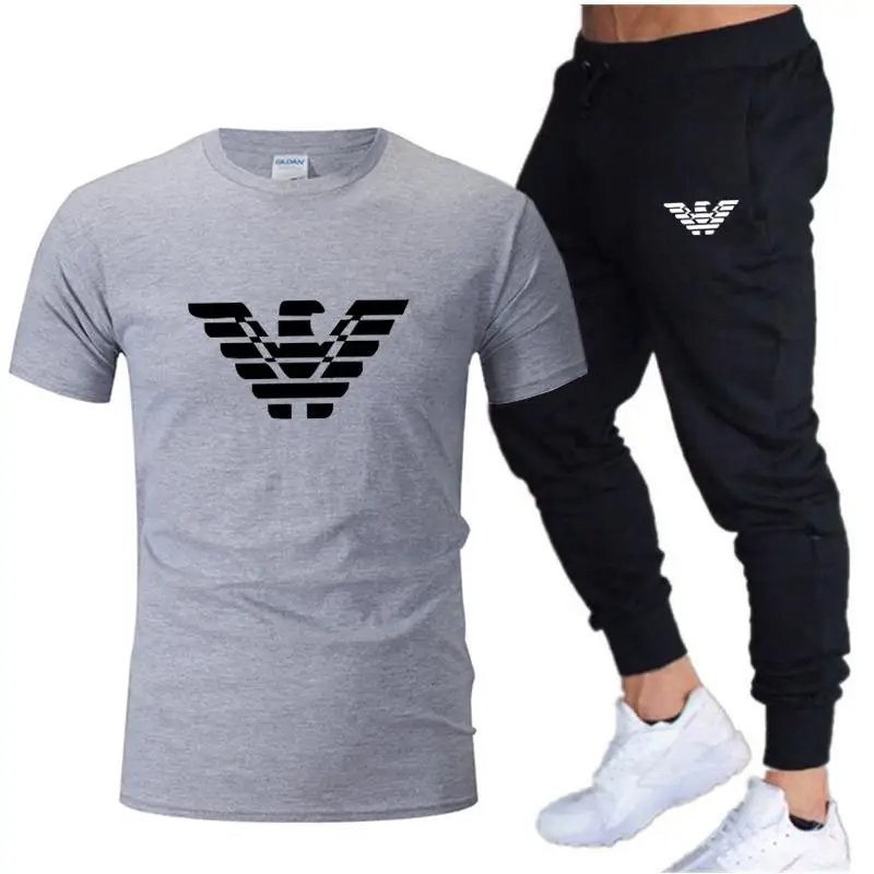 

Men's Sets T Shirts+Shorts Men Brand Two Piece Suit Tracksuit Male Casual Tshirts Workout Fitness Sets Jogger Suits for Men