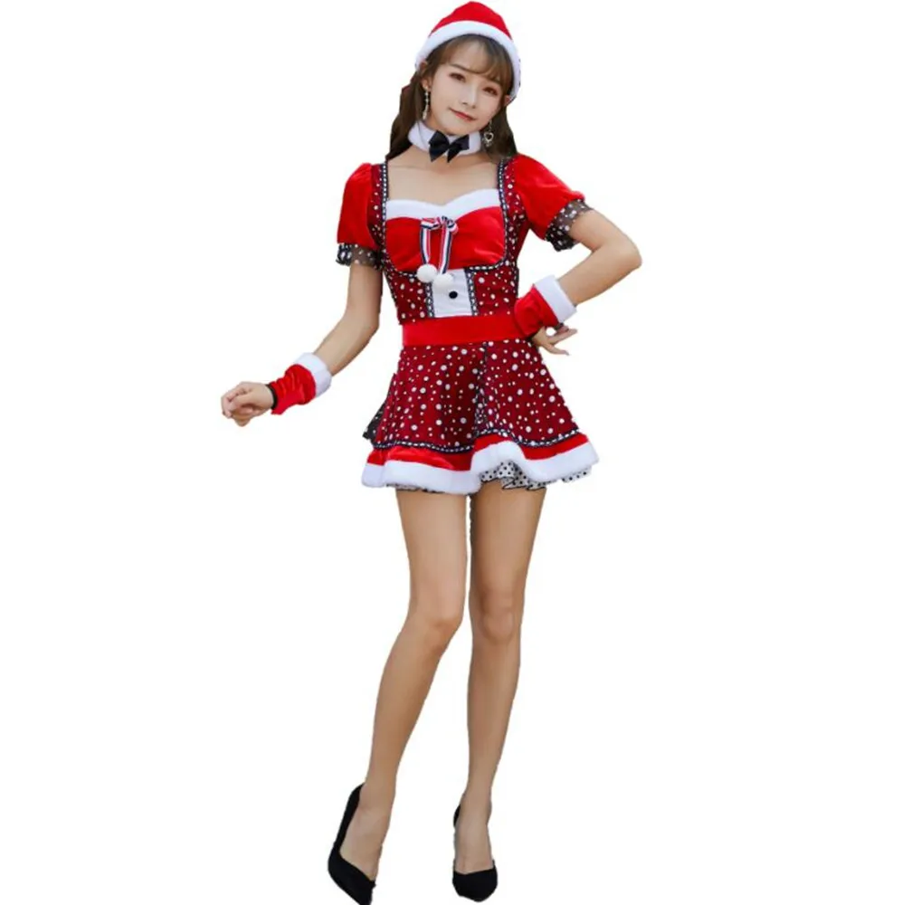 

Милое сексуальное рождественское платье Санта Клауса, женский косплей-костюм Санта Клауса, нарядное платье на Рождество, Женский костюм дл...