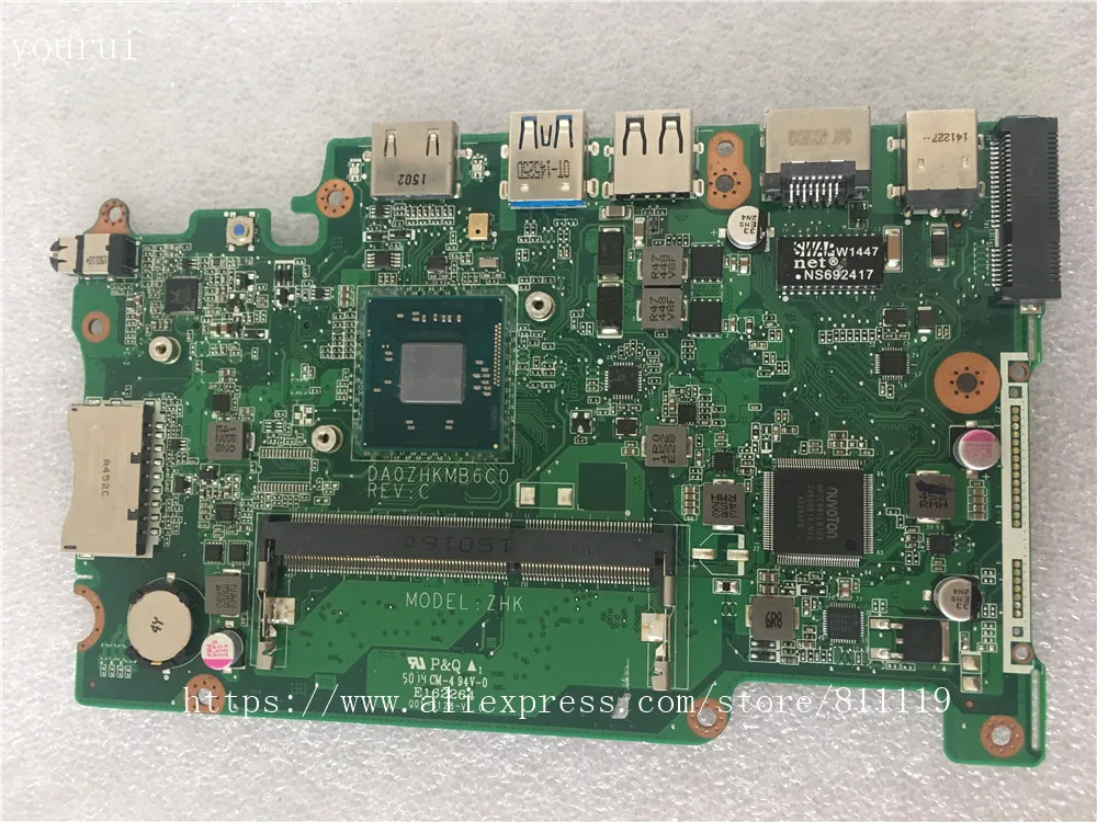 

Yourui DA0ZHKMB6C0 для Acer aspire ES1-111 E3-112 материнская плата с процессором N2840 100% протестирована работает идеально