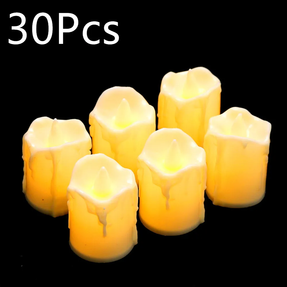 

24/30Pcs Flameless Uneven Edge Night Light Creative Lighting Decoration For Party Wedding Romantic Electronic LED Candles Light