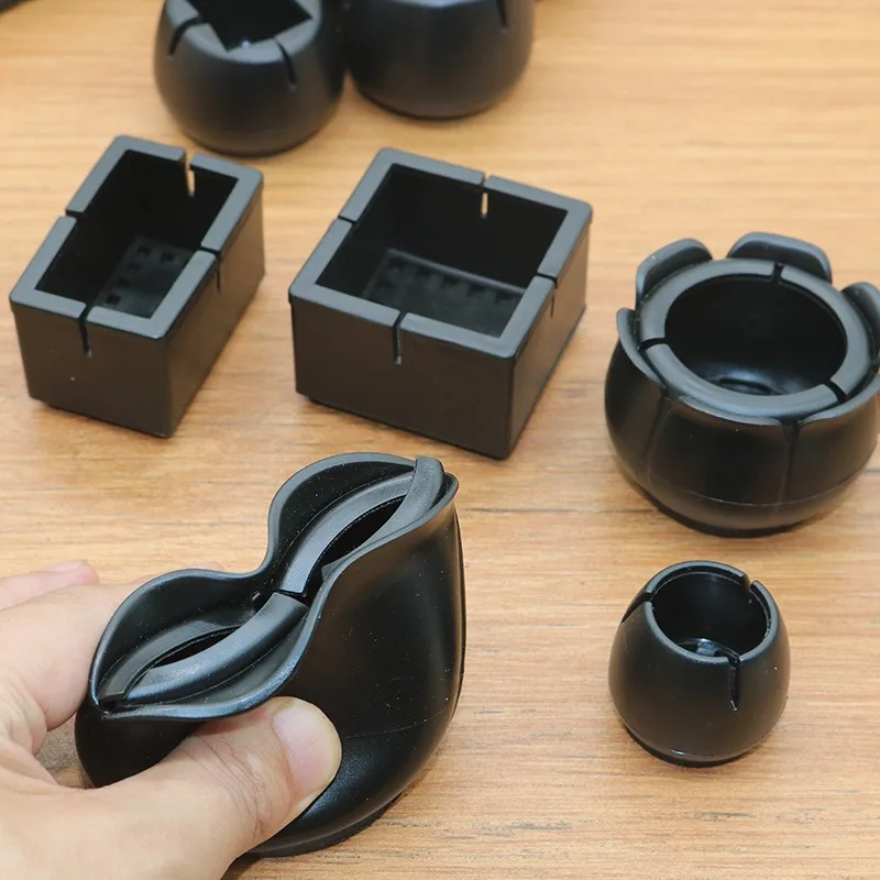 

4pcs/set Chair Leg Caps Rubber Feet Protector Pads Furniture Table Covers Socks Hole Plugs Dust Cover Black Leveling Feet
