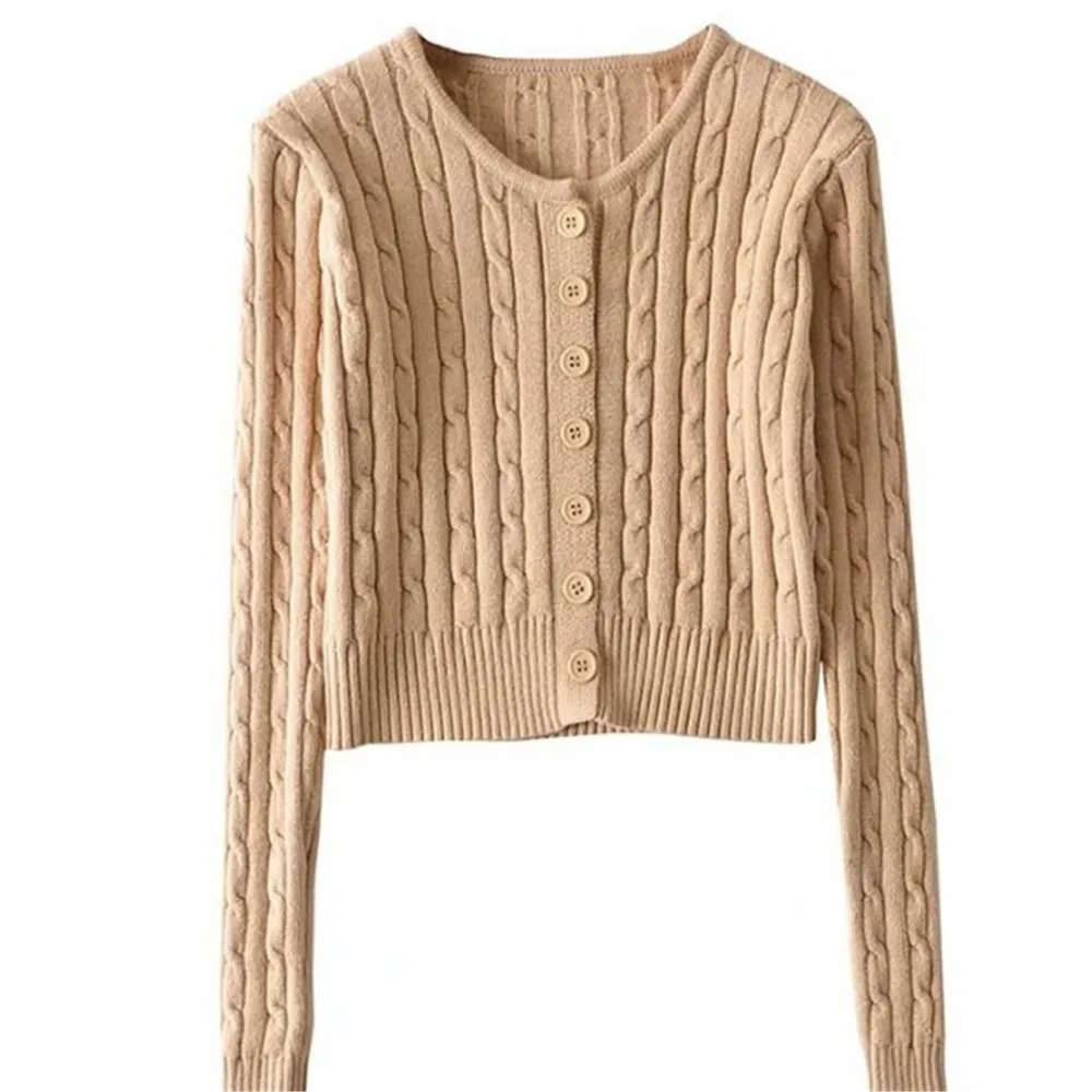 Женский вязаный кардиган с длинным рукавом весенний короткий свитер в