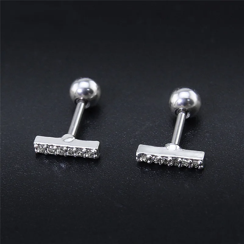 Новые Панк минималистичные серьги гвоздики с кубическим цирконием из