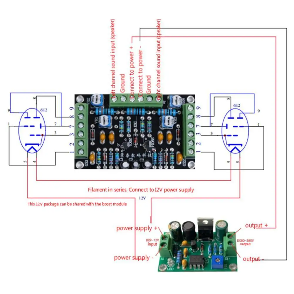 

1pc Dual Channel Low Voltage 6E2 Tube Indicator Driver Board Indicator Audio DIY DC12V Level Kits Amplifier Fluorescent D1H0