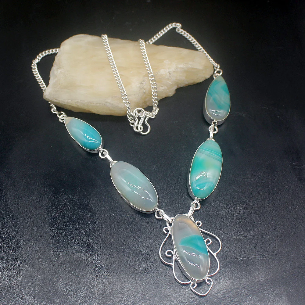 

Gemstonefactory ювелирные изделия большая акция уникальное 925 серебро модное ожерелье для женщин из Ботсваны агата 50 см 202101446