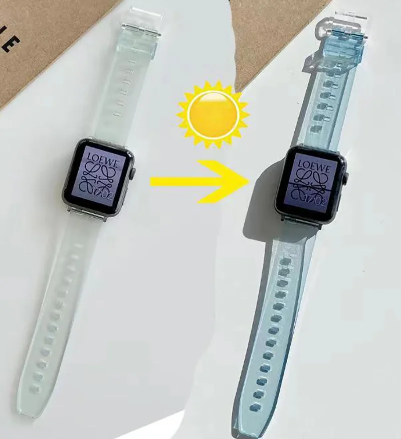 

For Apple watches iwatch6 strap transparent see light color wristbands 4/5/SE/3/2/1 silicone wristbands summer jelly gradients