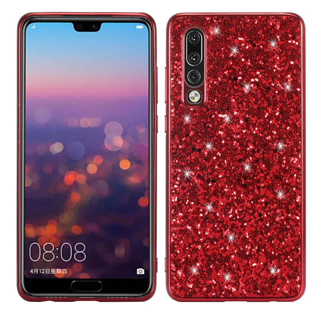 Lovebay чистый цветной Блестящий Шикарный чехол для телефона для huawei P20 Pro Lite P30 Pro mate 20X Honor 20 Lite Nova 4 TPU задняя крышка - Цвет: Красный