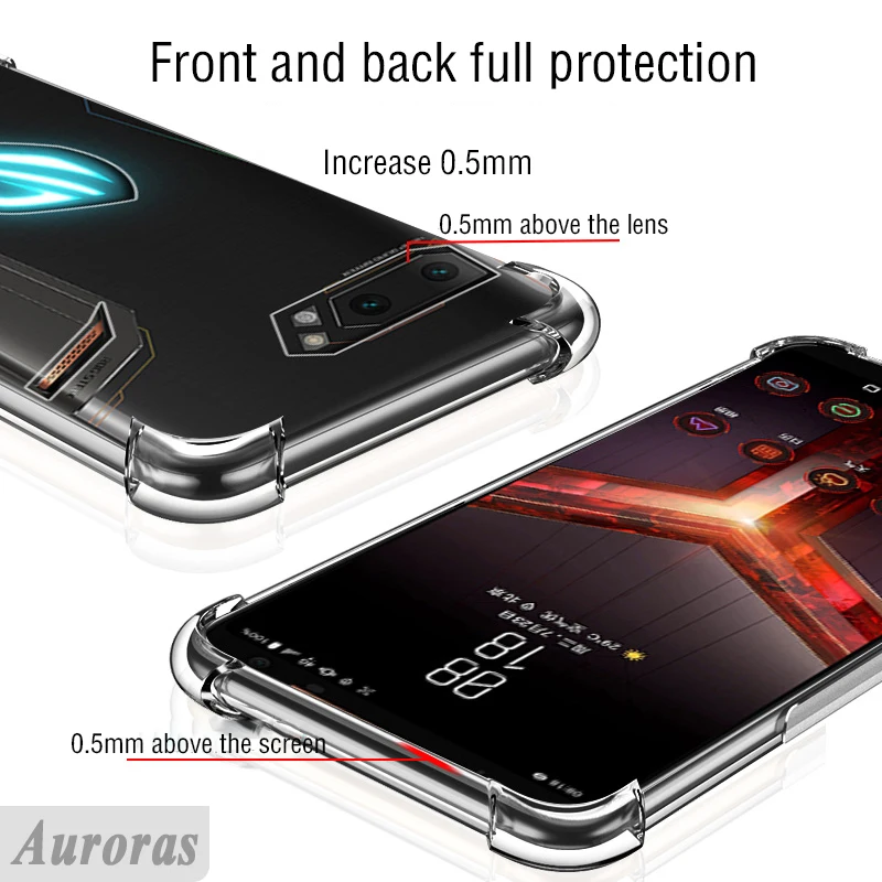 Чехол Auroras для ASUS ROG Phone 2 мягкий силиконовый роскошный прозрачный защитный чехол