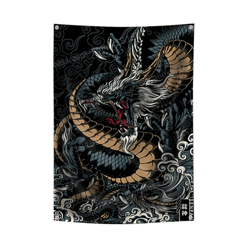 Ancient China Dragon God Flag Banner Polyester 144* 96cm Hang On The Wall 4 Grommets Custom Indoor Decoration |