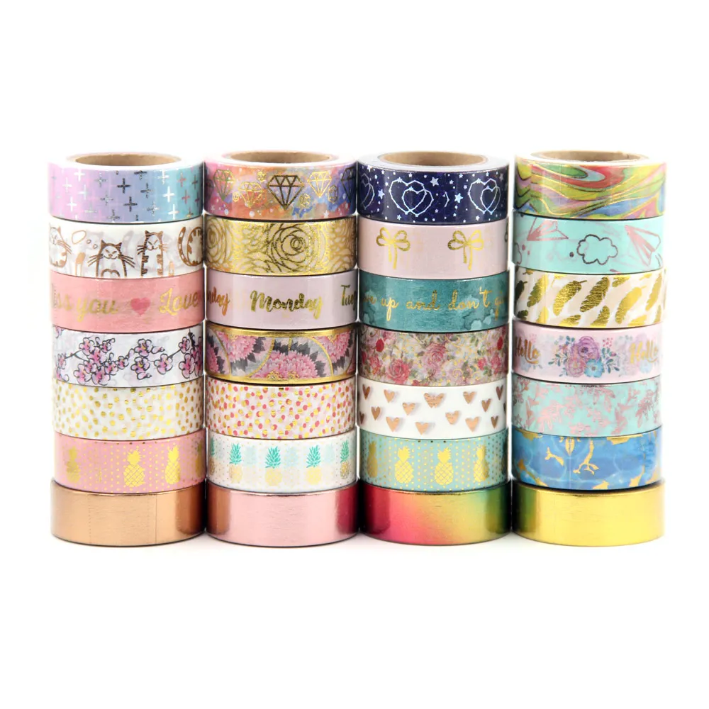 

Sale price Randomly mix 30 rolls lot(set/kit) Top quality foil washi tape masking Japanese Washi foil tape 15mm*10m Top quality