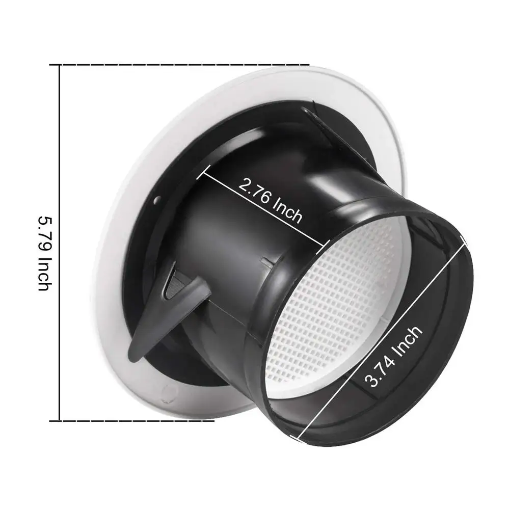 

Round Air Vent ABS Oblique Shutter Grille Cover White Soffit Vent With Built-in Fly Screen Mesh For Bathroom Office Kitchen Vent