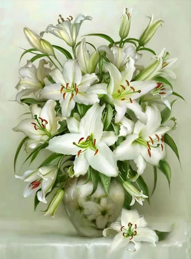 

Набор для вышивки крестом Lilies flower, 14 карат, без принта