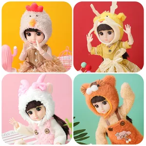 1/6 Bjd DOLL Clothes 30cm Toys Accessories Suit Girls DIY Dress Up Fashion Suit with Hat Clothes Princess Dress Girl Toy Gift