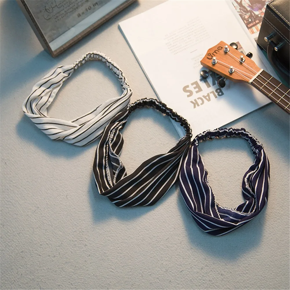 

Korea Retro Fashion Striped Headband Wide-brimmed Elastic Hair Band Women Girls Elegant Joker Headwrap Hair Accessories