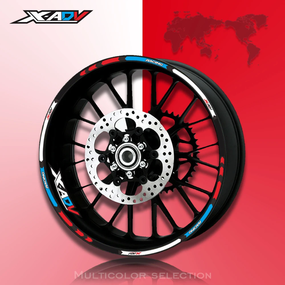 

Hot sell Motorcycle front&Rear Edge Outer Rim Sticker 17inch Wheel Reflective waterproof Decals For Honda XADV 2017 2018