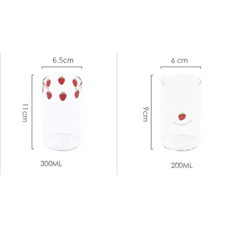 

Cute Glass Cup Water Bottle with Straw Transparent Strawberry Ins Korean Style Coffee Cup Gift Mugs Milk Bottle Kawaii Bottle
