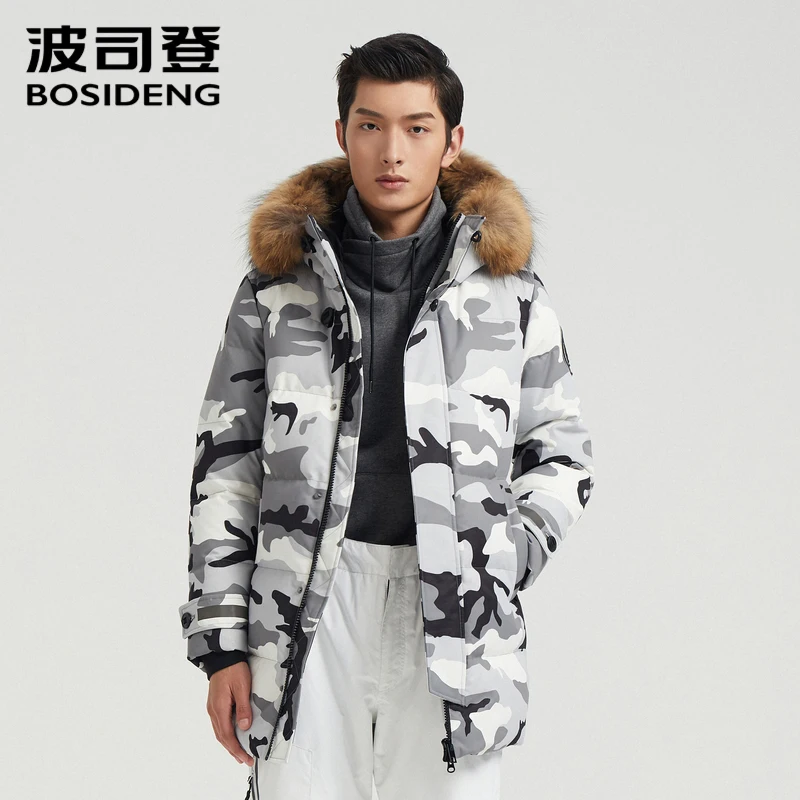 

BOSIDENG 90%Down Jackets Men Winter Jacket Men Fashion Thick Warm Man Waterproof Natural fur Camouflage B00142311