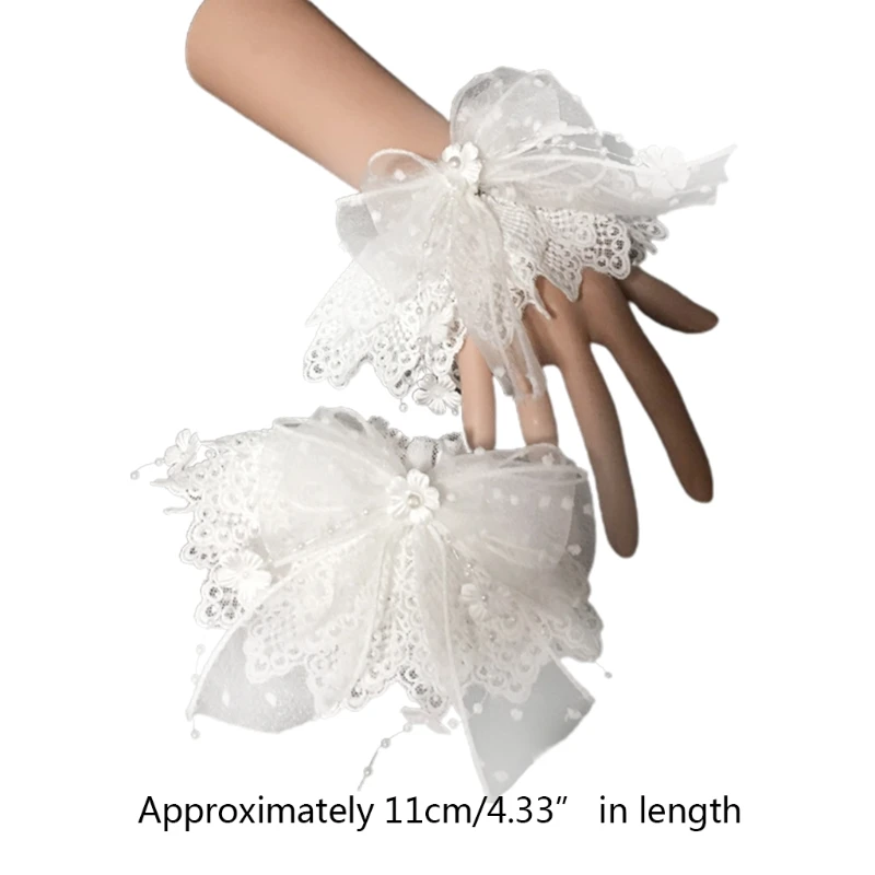 

Lolita Embroidery Lace Wrist Cuff Ribbon Bow Flower Jewelry Bracelet Wristband M6CD