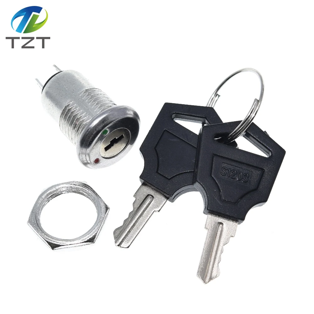 12mm Stainless Steel Electronic Key Switch ON OFF Lock Phone Security Power 12*21mm S1203 2PIN 2 Keys | Электронные компоненты