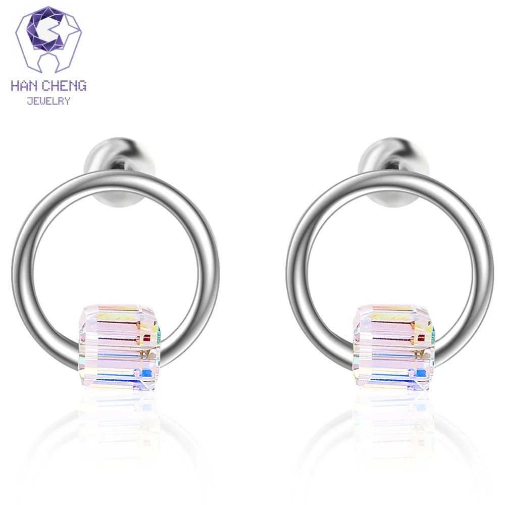 Новые Модные полые квадратные круглые медные серьги гвоздики HanCheng с цирконом и