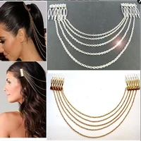 new fashion women hair accessories tassel chain headband clip hair comb bridal wedding hair jewelry headwear metal hair claw