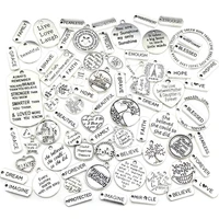 mix 80pcs 60 styles inspiration word charms engraved motivational pendants for diy necklaces bracelets bangles jewelry making