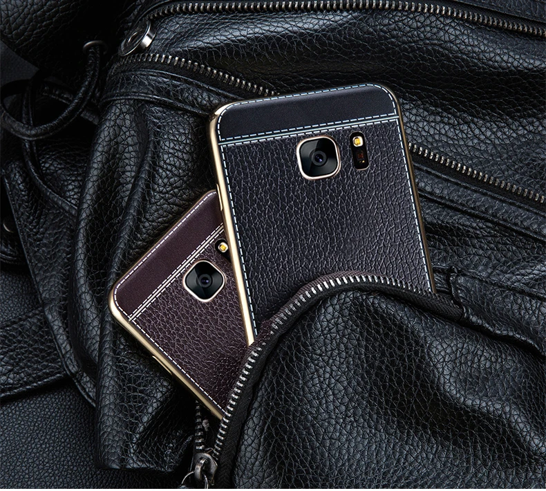 Luxury Litchi Business Leather Pattern Phone Case For Samsung Galaxy S7 S6 Edge G9300 Ultra Thin Soft Silicone Cases Retro Cover |