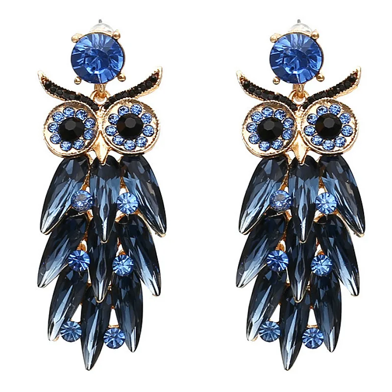 

Милые серьги Стразы в виде совы для женщин, ювелирные изделия вечерние, новинка 2021, серьги в стиле ретро с животными, оптовая продажа