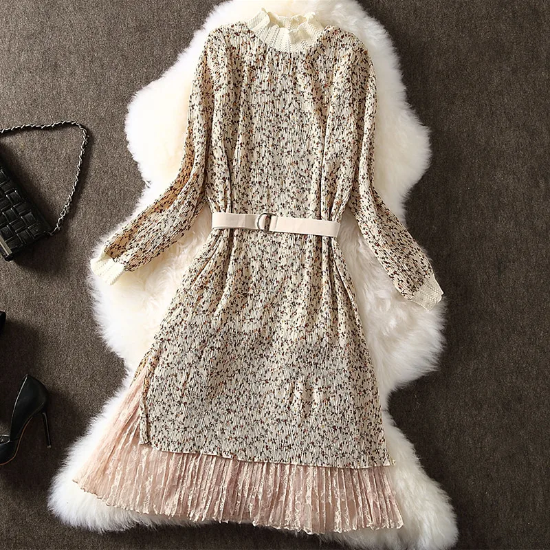 Новинка 2019 года сезон осень зима консервативный стиль женские кружевные платья с