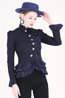 free shipping 2021 new fashion vintage royal multi layer ruffle asymmetrical jackets for women long sleeve spring and autumn