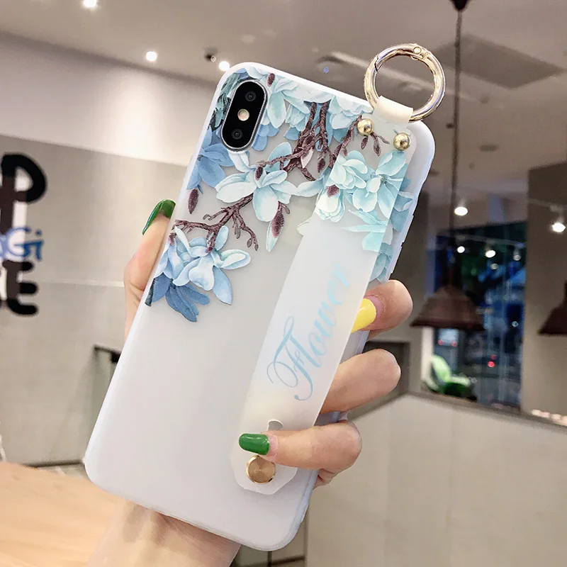 3D цветок чехол для телефона браслет задняя крышка для samsung Galaxy A40 A30 A50 A60 A70 Etui для samsung A10 M20 мягкий держатель TPU чехол