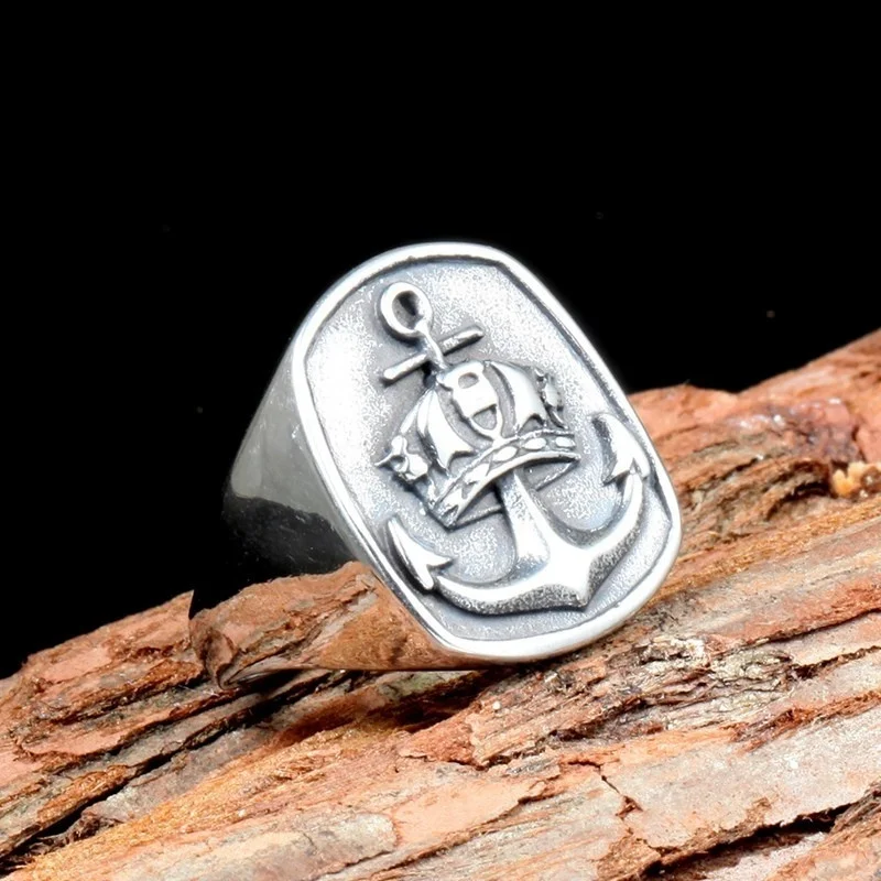 Новинка В стиле ретро Viking якорь с вышивкой в виде короны кольцо мужское из модное
