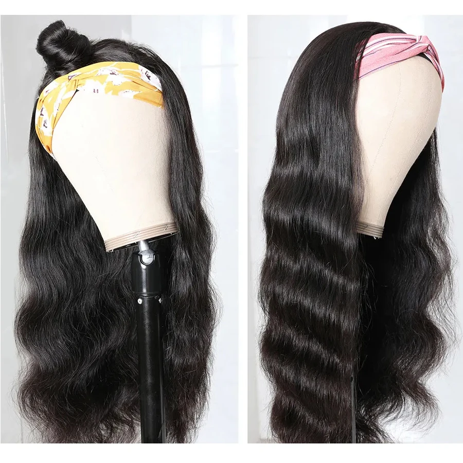 Объемные волнистые человеческие волосы рабочая бразильская повязка на голову