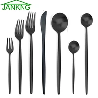 42pcs matte black dinnerware set 304 stainless steel flatware set knife fork spoon cutlery dinner silverware tableware set