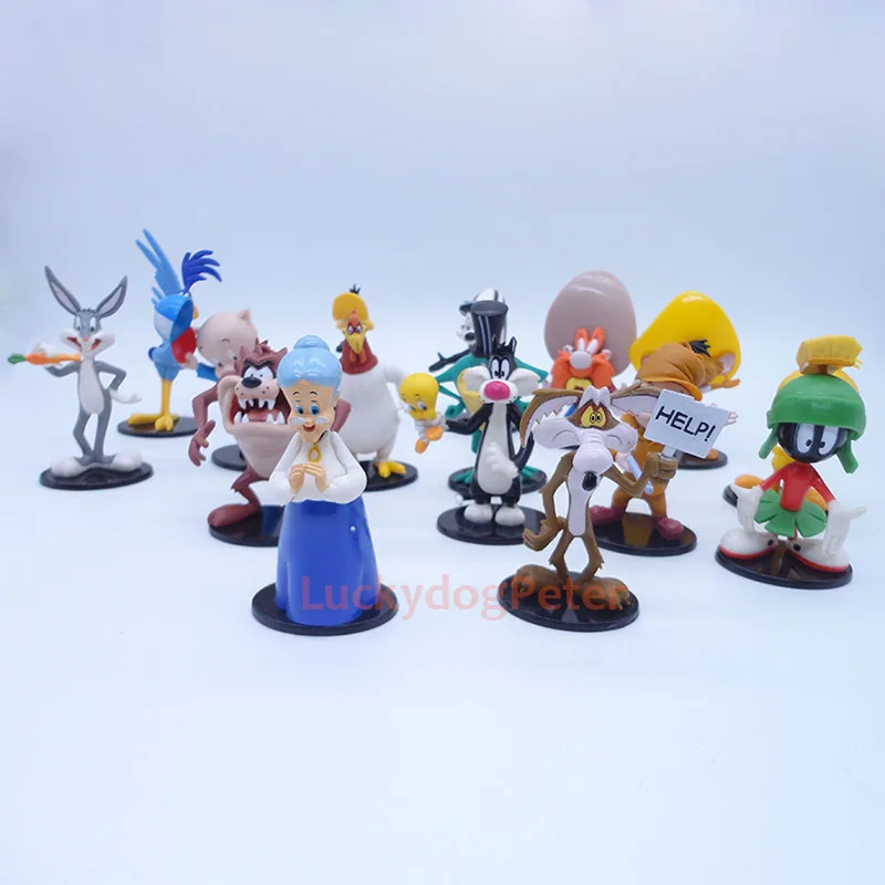 Looney Tunes 16 шт./компл. Bugs кролик птичка Твити мини фигурка 1/10 масштаб окрашенная фигурка Койот Даффи Дак ПВХ фигурка игрушки