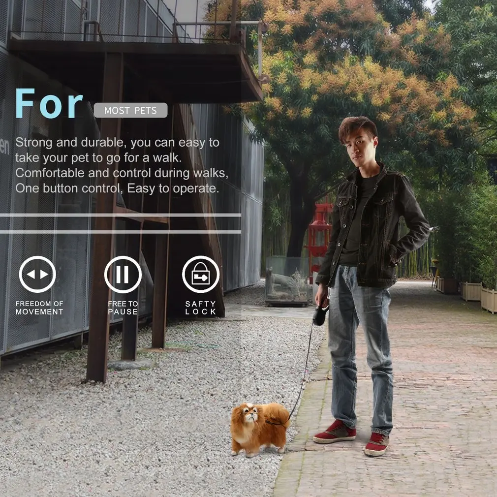 New 5M 16.5ft 33lbs Automatic Retractable Dog Leash Pet Cat Solid Chain Telescopic Tractor Traction Rope | Дом и сад