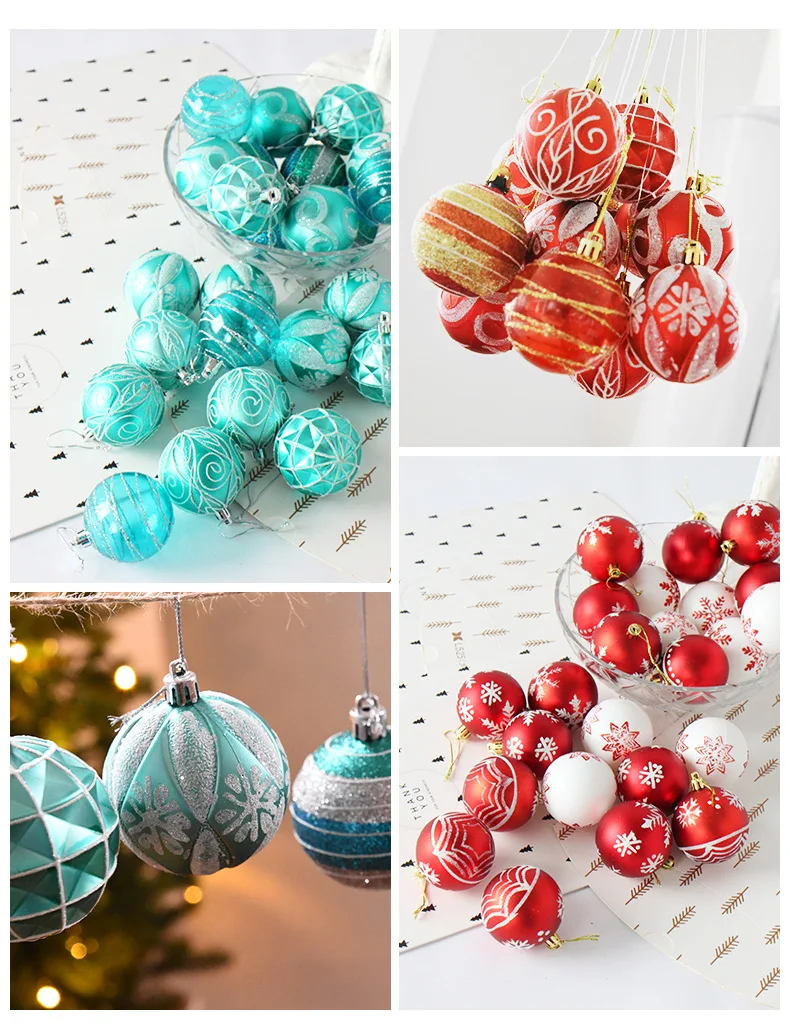 1 barrel 24pcs 6cm Painted ball Christmas decoration Painted christmas ball Room living room Christmas tree decor