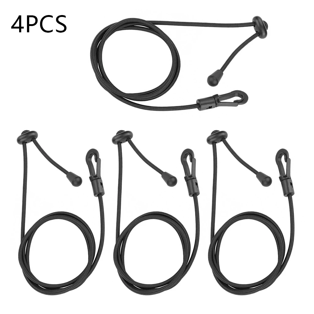 

4pcs Elastic Rubber Bungee Cord Durable Fishing Rod/ Kayak Paddle Leash With Snap Hook For Canoe Safety Rod Leash Surfing