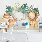 Обои на заказ в скандинавском стиле, современные 3D милые животные, слон, Лев, фон для детской спальни, настенное украшение, самоклеящиеся 3d-наклейки