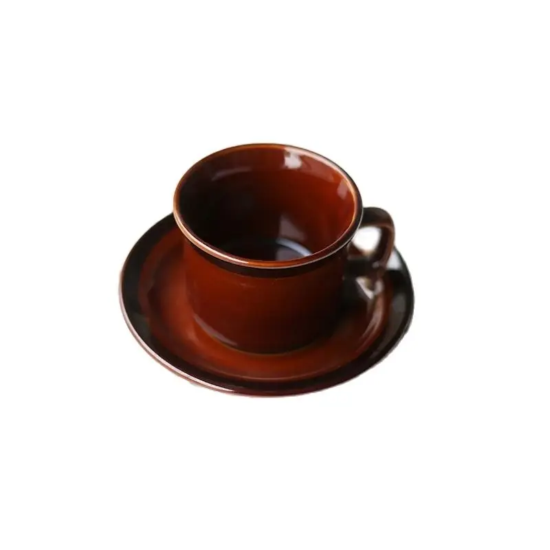 

Японская керамическая кофейная кружка в стиле ретро, керамическая винтажная чайная чашка, кофейная кружка с подносом, Экологичная фарфоров...