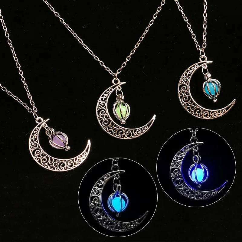 Женское колье с серебряным покрытием New Moon светящееся ожерелье полым светящимся
